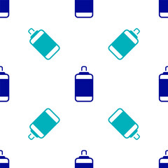 Blue Punching bag icon isolated seamless pattern on white background. Vector.