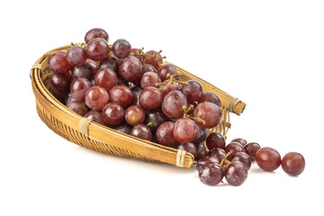 bunch of ripe and juicy red grapes isolated on white background