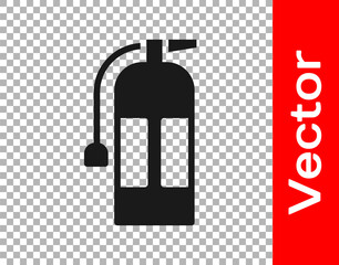 Black Fire extinguisher icon isolated on transparent background. Vector.