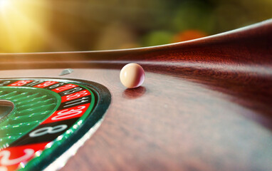 Roulette table close up at the Casino