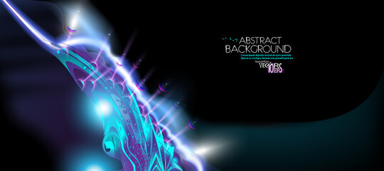 Glowing neon hi-tech futuristic abstract background. Design Sample of alien technology. Layout cover violet and black corporate technology. Vector futuristic backdrop art illustration