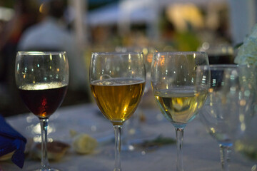 close-up of glasses at a wedding