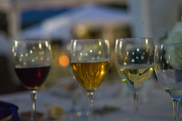 close-up of glasses at a wedding