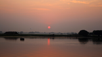 Fototapeta premium Sunset looking form Ubin Bridge Myanmar