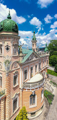Naklejka premium Aerial view on Lviv National Museum from drone. Dunikovsky palace