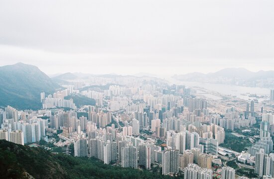 High Angle Shot Of Hong Kong On 35mm
