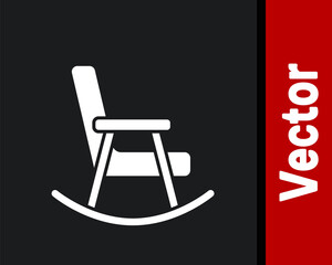 White Rocking chair icon isolated on black background. Vector.
