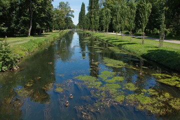 Canal Forstmeisterkanal in castle garden Laxenburg near Vienna, Austria, Europe
