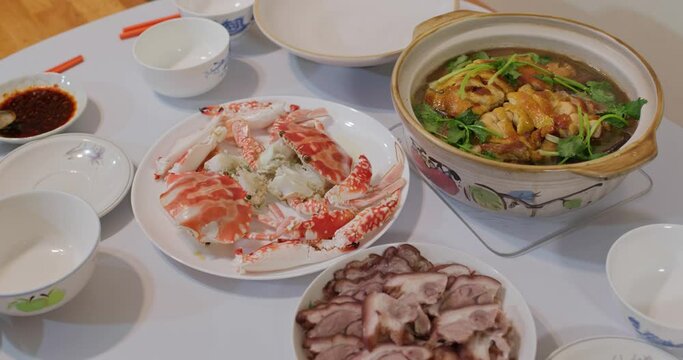 Chinese style family dinner at home