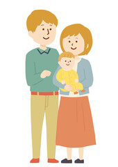 赤ちゃんが生まれた家族のイラスト