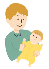 赤ちゃんと男性のイラスト