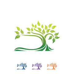 The tree icon concept of a stylized tree with leaves lends itself to being used with text. Twister Logo Template. Illustration of one trunk twisting each other in a helix. Vector illustration nature.