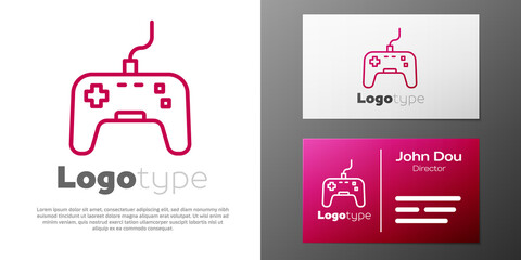 Logotype line Gamepad icon isolated on white background. Game controller. Logo design template element. Vector. © Kostiantyn