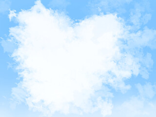 A cloud of cute hearts like a picture book in the blue sky