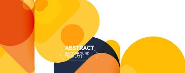 Flat geometric round shapes and dynamic lines, abstract background. Vector illustration for placards, brochures, posters and banners