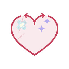 Fork junction traffic sign implied to heart shape as a gimmick of making decision. Vector illustration outline flat design.