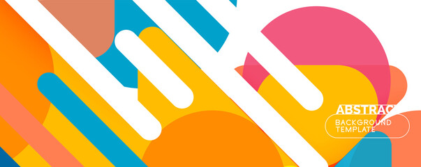 Flat geometric round shapes and dynamic lines, abstract background. Vector illustration for placards, brochures, posters and banners