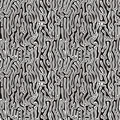 Seamless hand drawn ink pattern. Creative endless background with blots. Abstract striped texture with bold monochrome lines