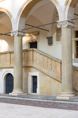 Arcaded courtyard of 13th century Wawel Royal Castle, Krakow, Poland