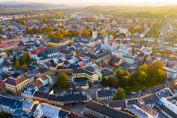 Panoramic view of historical center of Sumperk, Czech Republic