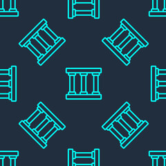 Green line Prison window icon isolated seamless pattern on blue background. Vector.