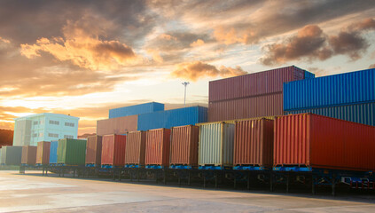 Fototapeta premium Industrial Container yard for Logistic Import Export business