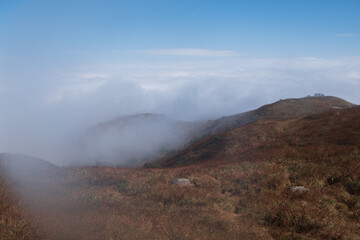 A cloudy day on Sunset Peak on Lantau Island, Hong Kong. It's the third highest peak in Hong Kong so it gets foggy quite often.