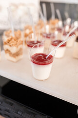 Sweet cupcakes and cakes for a children's party. Confectionery.