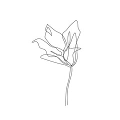 Flower Single Line Drawing. Continuous Line Drawing of Simple Flower Minimalist Style. Abstract Contemporary Design Template for Covers, t-Shirt Print, Postcard, Banner etc. Vector EPS 10.