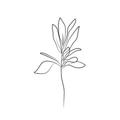 Flower Single Line Drawing. Continuous Line Drawing of Simple Flower Minimalist Style. Abstract Contemporary Design Template for Covers, t-Shirt Print, Postcard, Banner etc. Vector EPS 10.