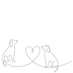 Valentine's day background with heart and dogs, love design vector illustration