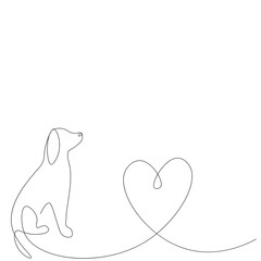 Valentine's day background with heart and cute puppy dog, love design vector illustration