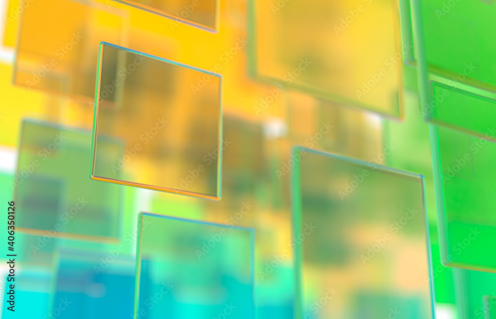 Poster abstract 3d technology background with colorful glass card.