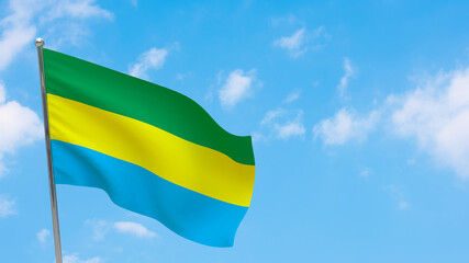 Gabon flag on pole