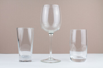 glasses and glasses on empty new background