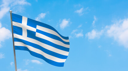 Obraz premium Greece flag on pole