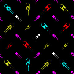 Led Icon Seamless Pattern, Light Emitting Diode