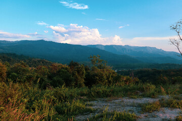Beautiful mountainscape scenery and blue sky