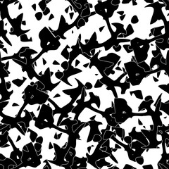 Seamless monochrome pattern of abstract elements