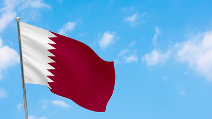 Fototapeta na wymiar Qatar flag on pole
