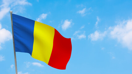 Romania flag on pole