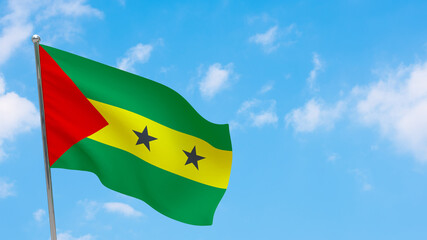 Sao Tome and Principe flag on pole
