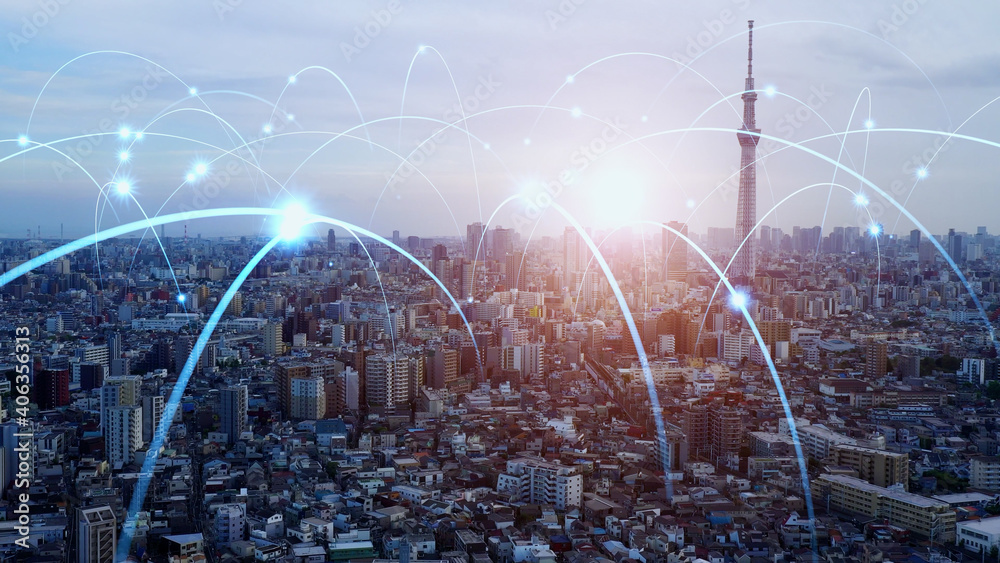 Poster 都市とネットワーク　スマートシティー 　iot　ict　デジタルトランスフォーメーション