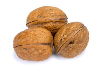 noix en gros plan isolé sur un fond blanc