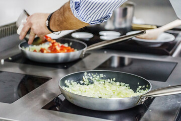 chef at work, cooking dish