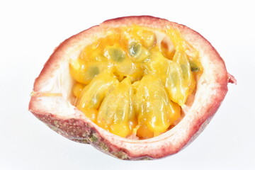 passion fruit taste sweet and sour half cut on white background