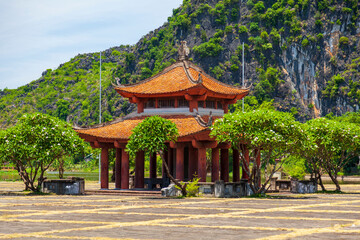 Fototapeta premium the first capital of vietnam hue, old city, central square, Cow driver herding bulls