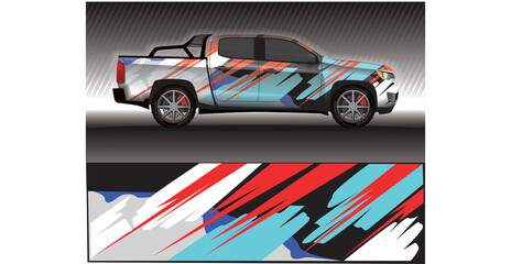 Car livery wrap decal, rally race style vector illustration abstract background