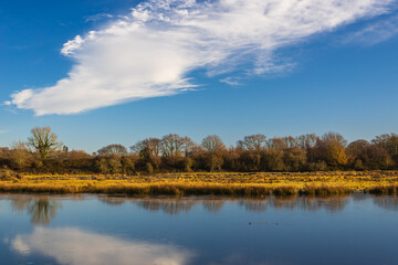 Sunrise over the Bowling Green Marsh and River Clyst, Topsham, Devon, England, Europe