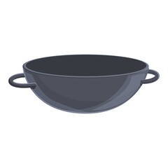 Empty wok pan icon. Cartoon of empty wok pan vector icon for web design isolated on white background - obrazy, fototapety, plakaty